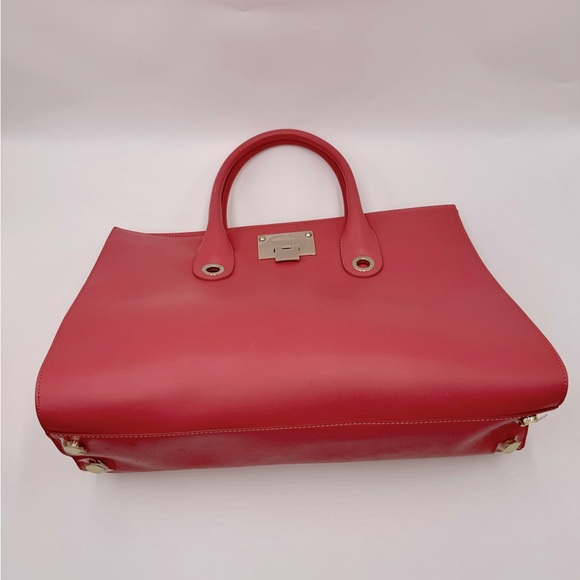 Auth Jimmy Choo Large Pink Leather Suede Sides 2way Riley Tote Crossbody Bag - Picture 7 of 16